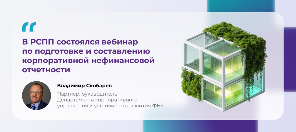 Партнер ФБК Владимир Скобарев провел вебинар по подготовке и составлению корпоративной нефинансовой отчетности в РСПП